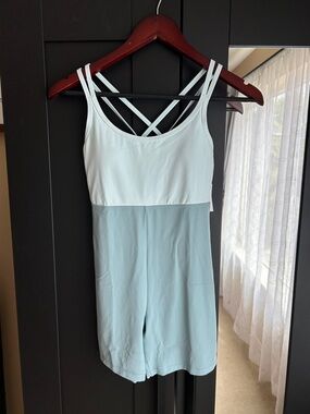 Old Navy Two-Tone Light Blue and bodysuit/Shorts Romper